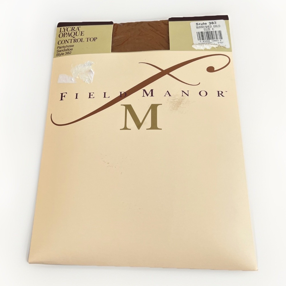 Field Manor Control Top Pantyhose Lycra Opaque Burnished Gold Size C Vintage New
